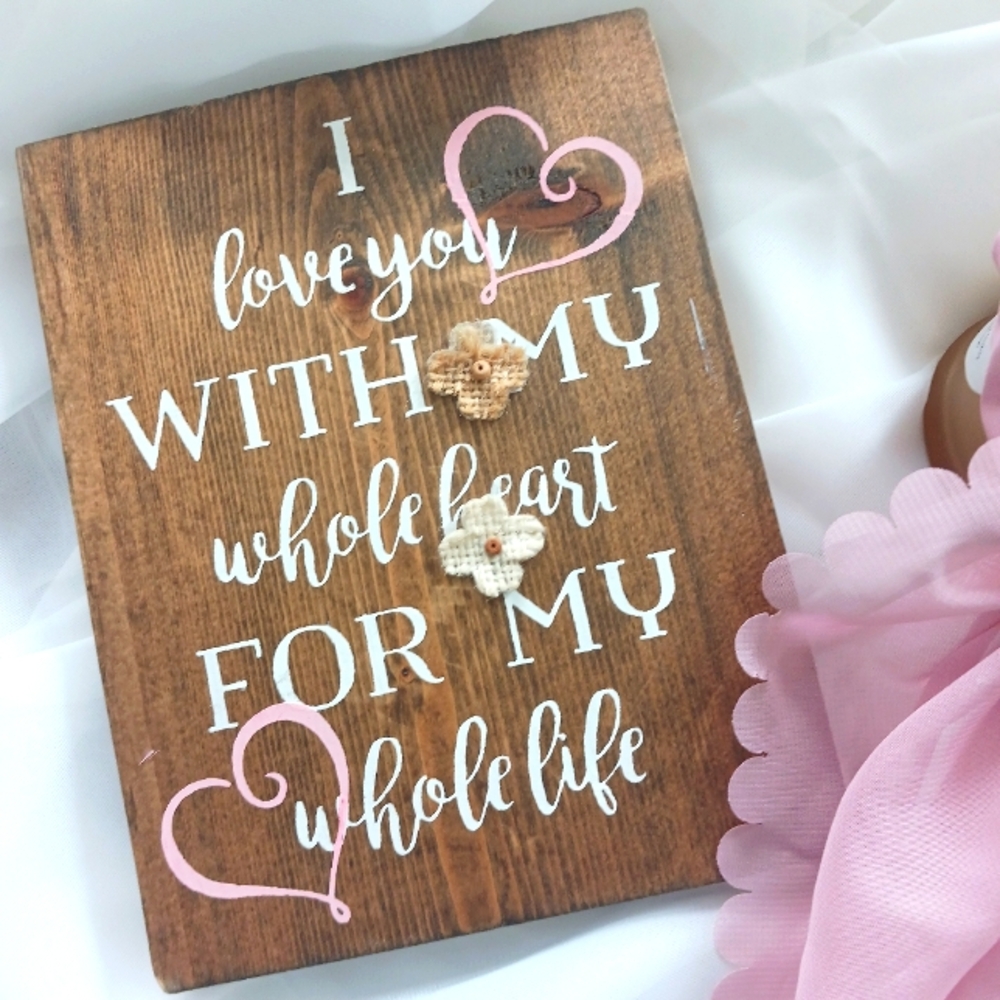 Home Decor Girls Bedroom Baby Nursery Wooden Wall Plaque Quote "I Love You..."